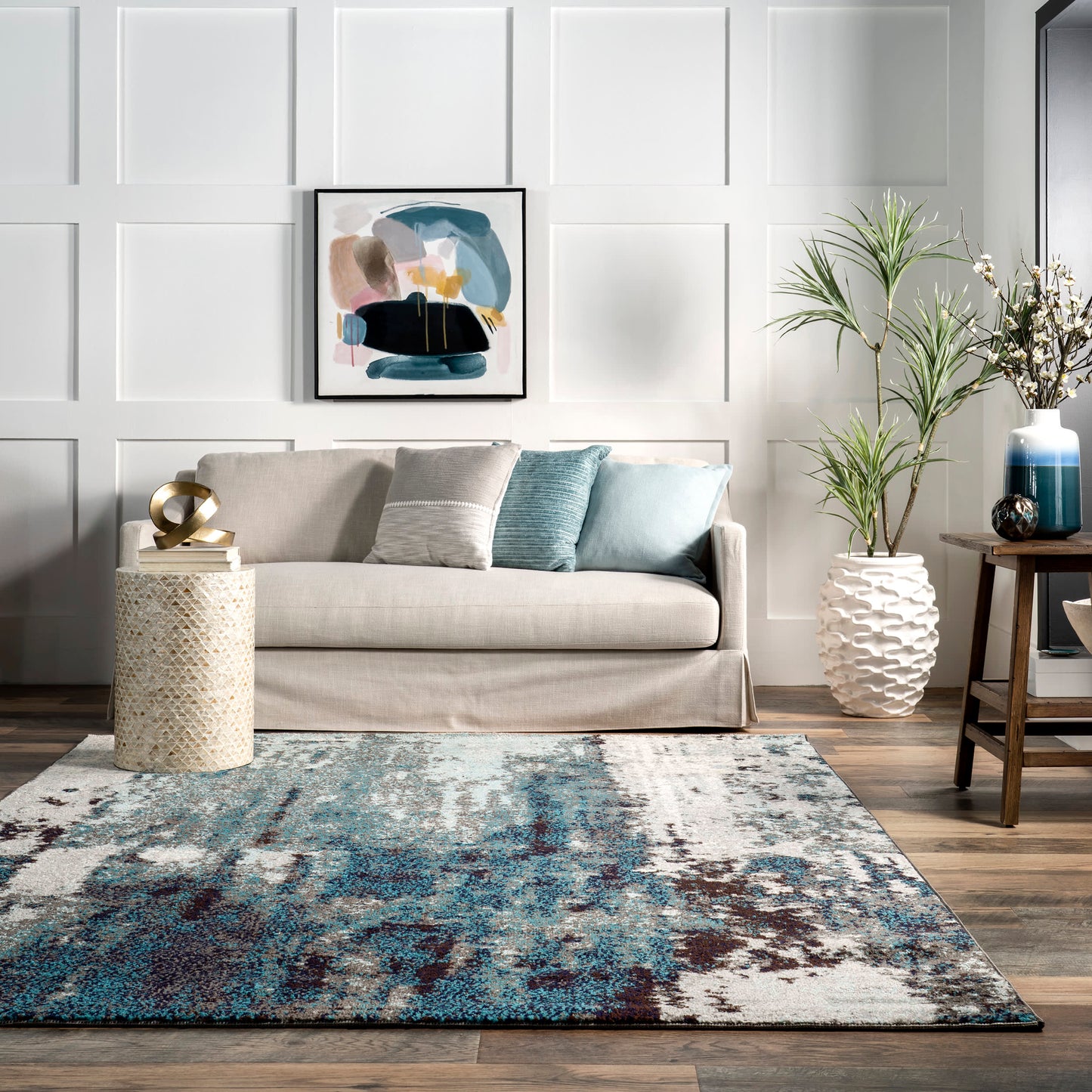 Winter Abstract Rug | Teal