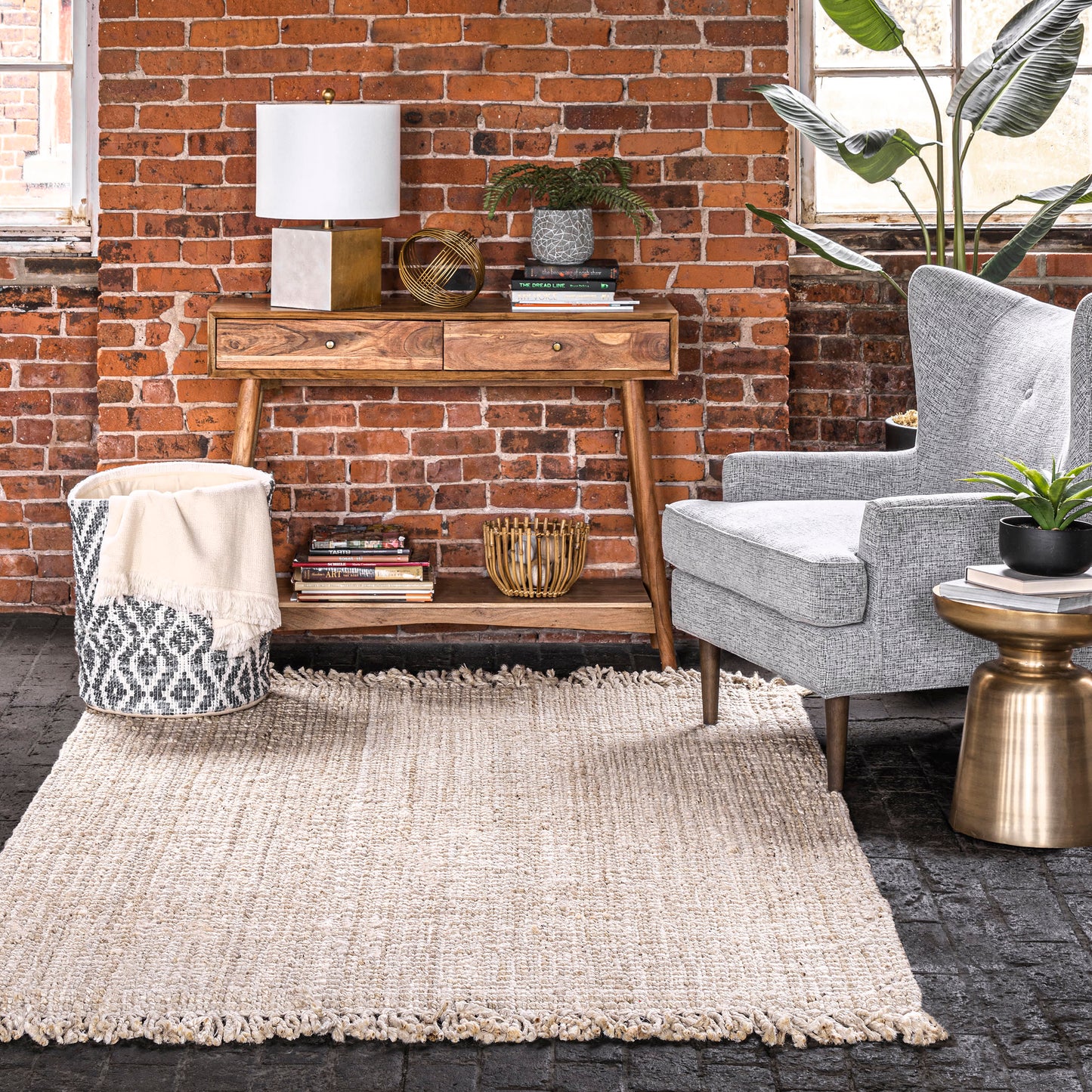 Chunky Jute Tasseled Rug | Off White
