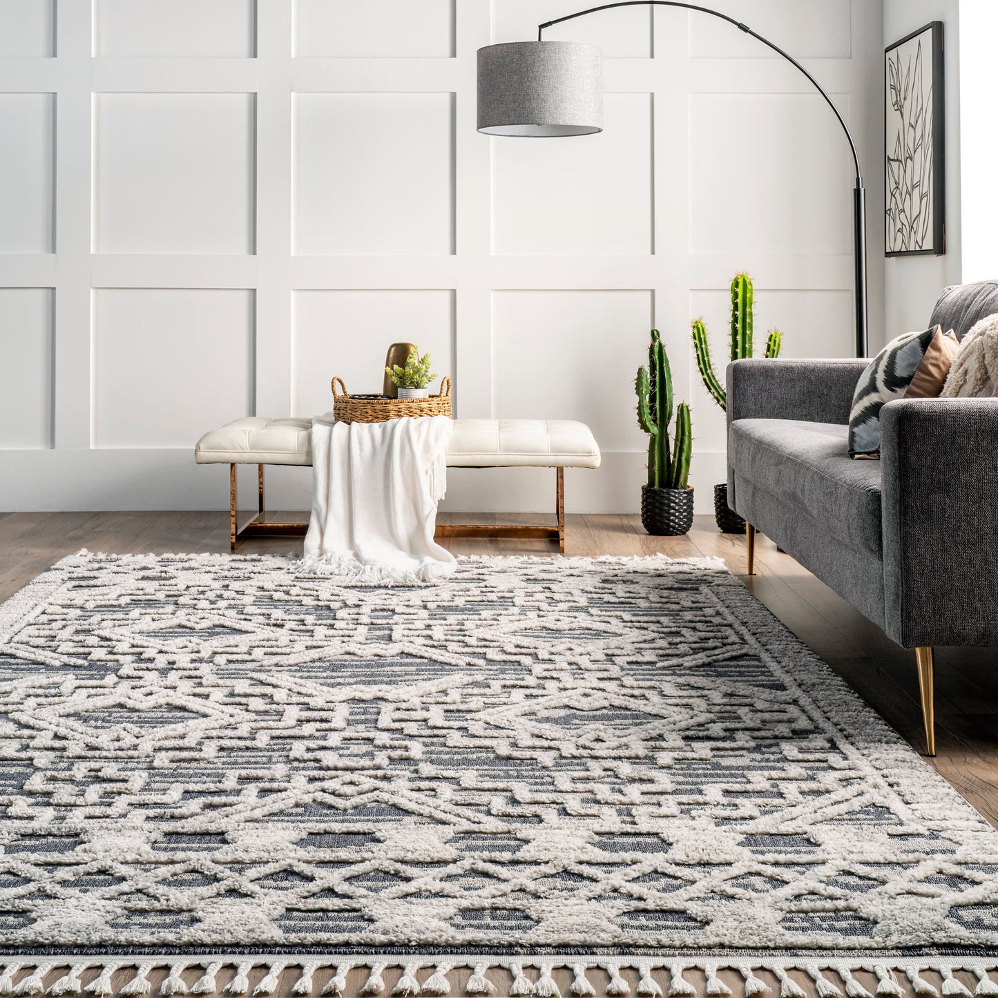 Frida Textured Moroccan Rug | Grey