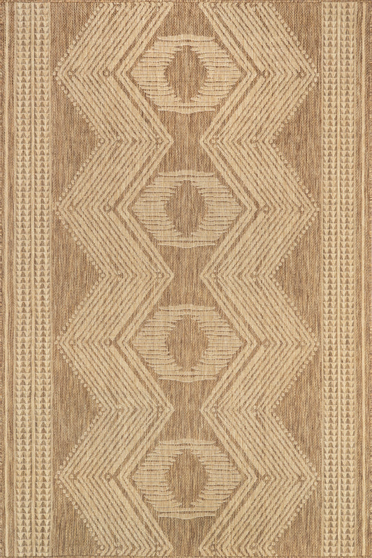 Iris Totem Indoor/Outdoor Flatweave Rug | Light Brown