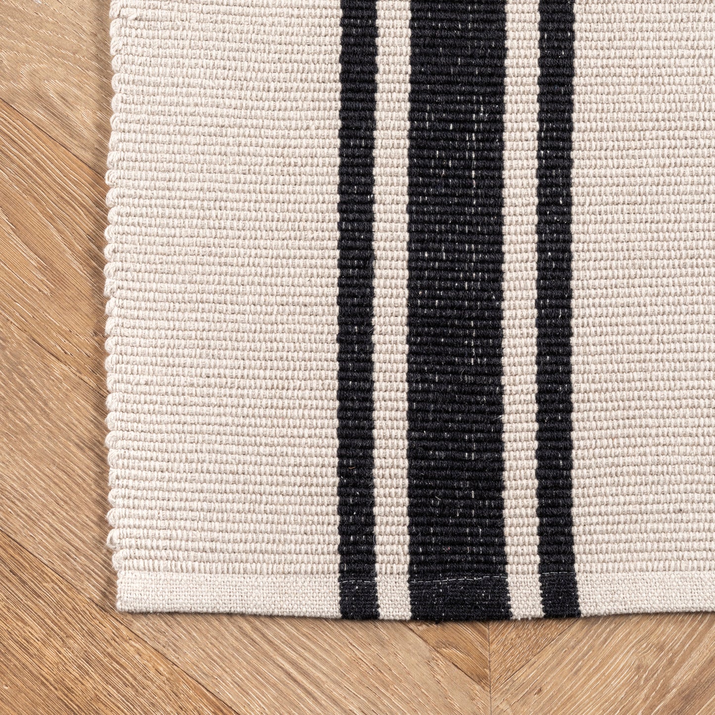 Sally Cotton Bordered Rug | Ivory