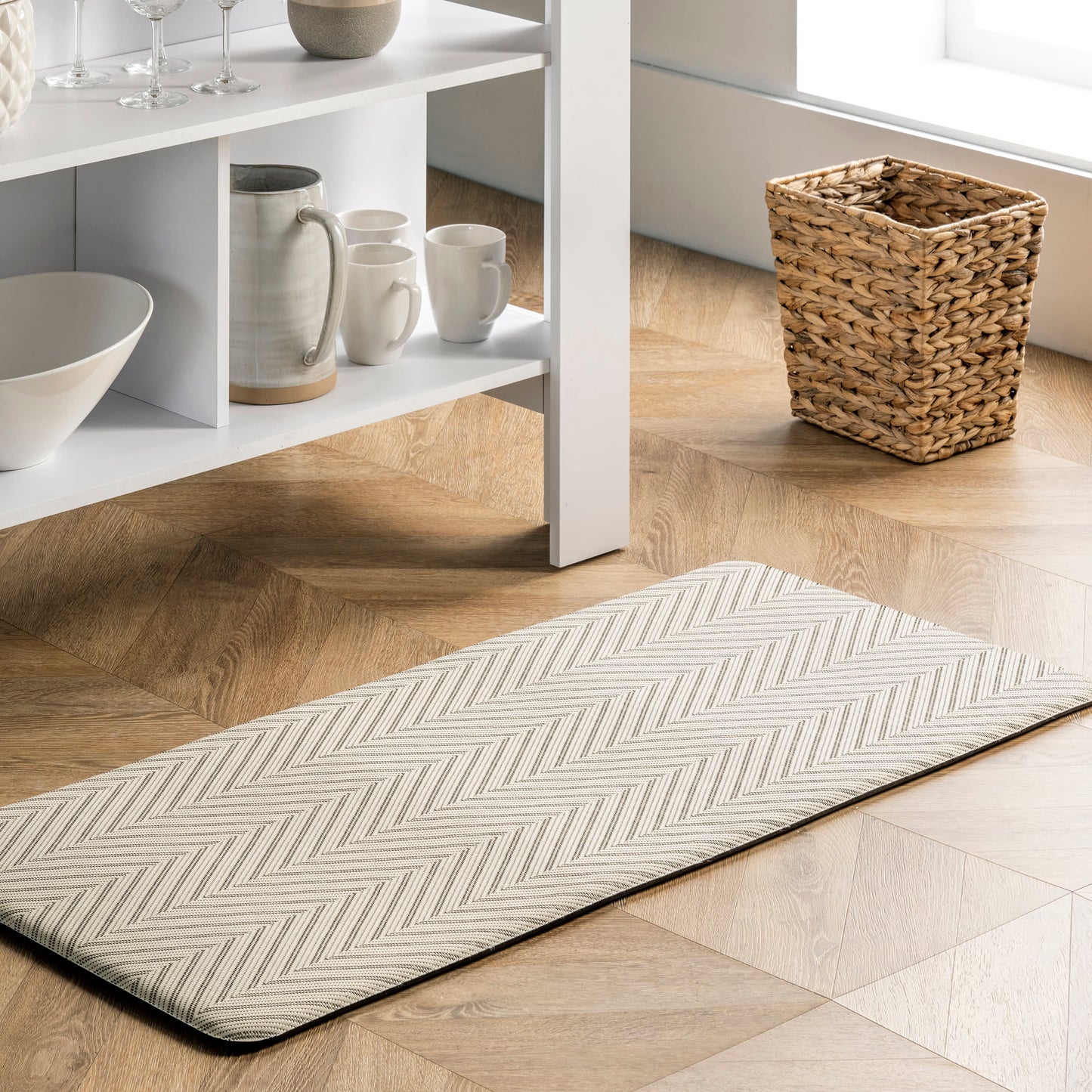 Herringbone Woven Anti-Fatigue Mat | Beige